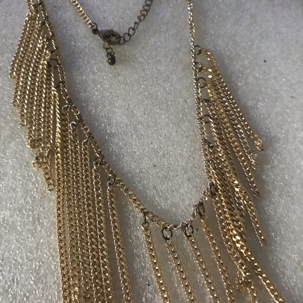 Gold Fringe Layered Chain Necklace - Women Jewelry
